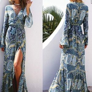 Long Sleeve Cardigan Maxi Dress